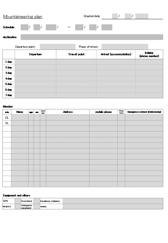 Mountaineering plan